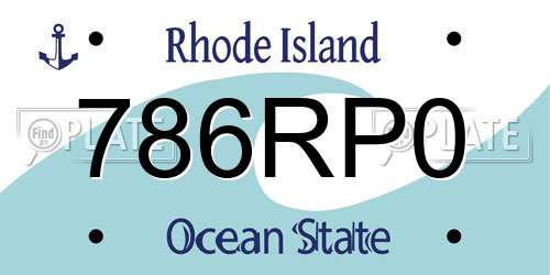 786RP0 Rhode Island License Plate