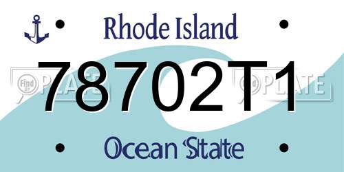 78702T1 Rhode Island License Plate