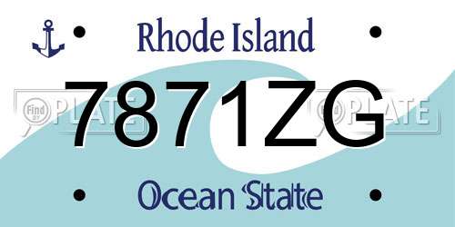 7871ZG Rhode Island License Plate