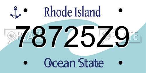 78725Z9 Rhode Island License Plate