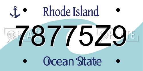 78775Z9 Rhode Island License Plate