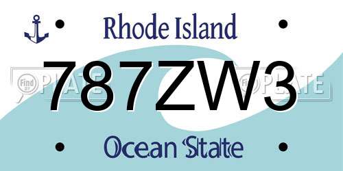 787ZW3 Rhode Island License Plate