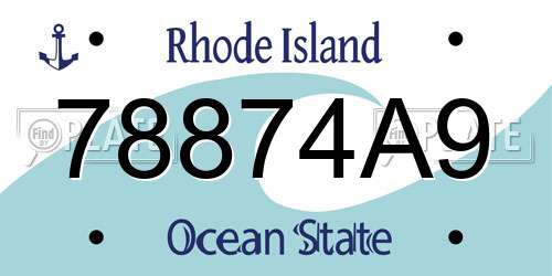 78874A9 Rhode Island License Plate