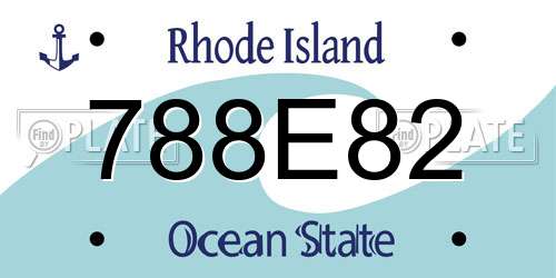 788E82 Rhode Island License Plate