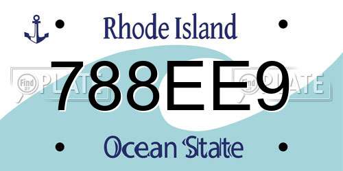 788EE9 Rhode Island License Plate