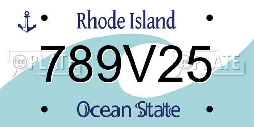 789V25 Rhode Island License Plate