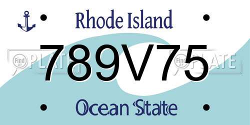 789V75 Rhode Island License Plate