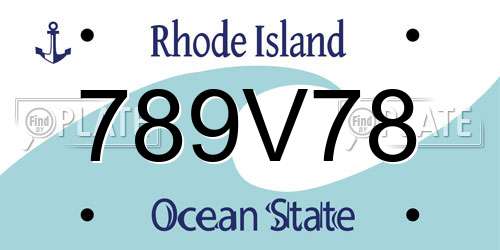 789V78 Rhode Island License Plate