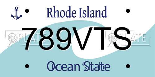 789VTS Rhode Island License Plate