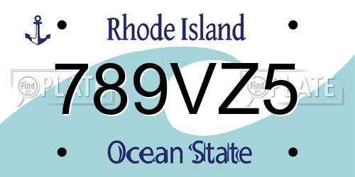 789VZ5 Rhode Island License Plate