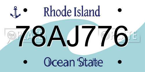 78AJ776 Rhode Island License Plate