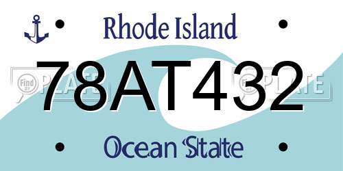 78AT432 Rhode Island License Plate
