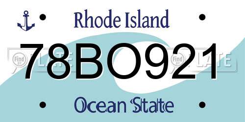 78BO921 Rhode Island License Plate