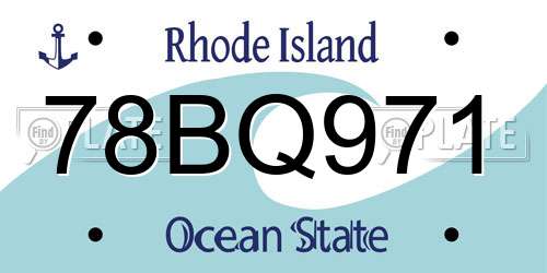 78BQ971 Rhode Island License Plate