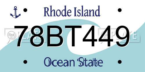 78BT449 Rhode Island License Plate