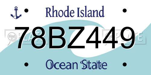 78BZ449 Rhode Island License Plate