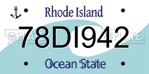 78DI942 Rhode Island License Plate