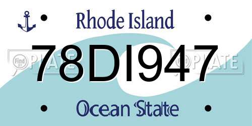 78DI947 Rhode Island License Plate