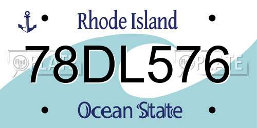 78DL576 Rhode Island License Plate