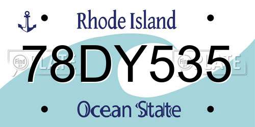 78DY535 Rhode Island License Plate