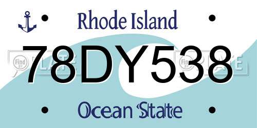 78DY538 Rhode Island License Plate