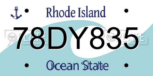 78DY835 Rhode Island License Plate