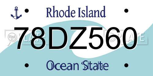 78DZ560 Rhode Island License Plate