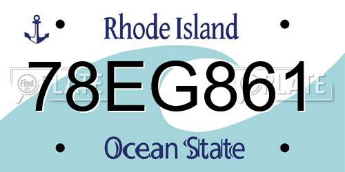 78EG861 Rhode Island License Plate