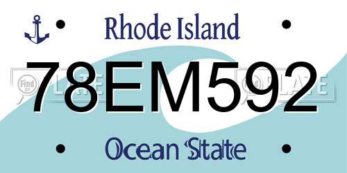 78EM592 Rhode Island License Plate