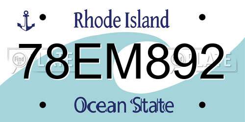 78EM892 Rhode Island License Plate