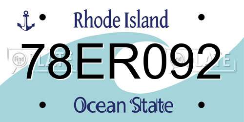 78ER092 Rhode Island License Plate