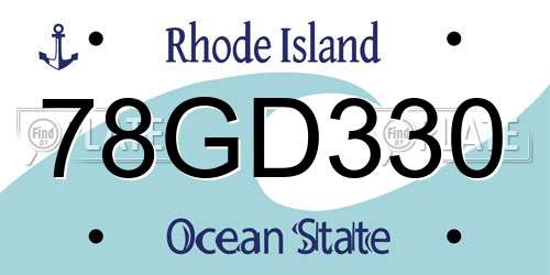 78GD330 Rhode Island License Plate