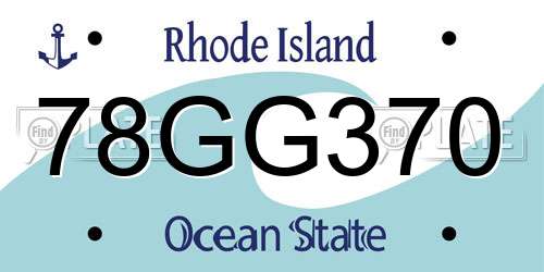 78GG370 Rhode Island License Plate