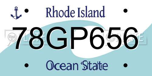 78GP656 Rhode Island License Plate
