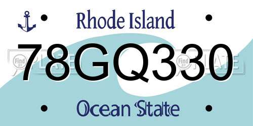 78GQ330 Rhode Island License Plate