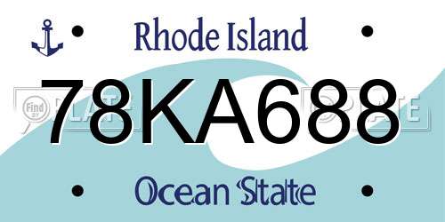 78KA688 Rhode Island License Plate