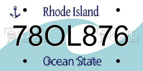 78OL876 Rhode Island License Plate