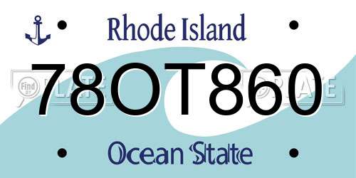 78OT860 Rhode Island License Plate