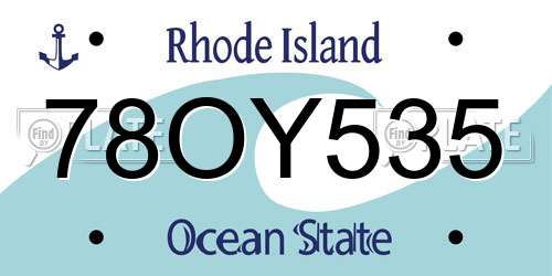 78OY535 Rhode Island License Plate