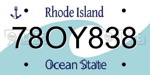 78OY838 Rhode Island License Plate