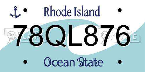 78QL876 Rhode Island License Plate