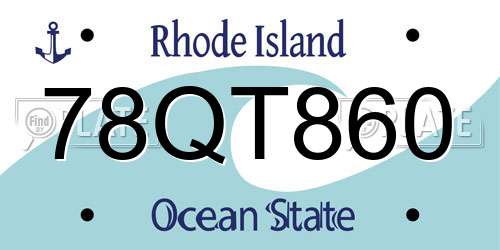 78QT860 Rhode Island License Plate