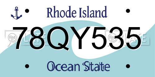 78QY535 Rhode Island License Plate