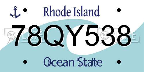 78QY538 Rhode Island License Plate