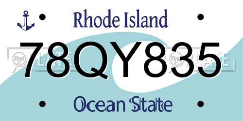 78QY835 Rhode Island License Plate