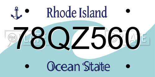 78QZ560 Rhode Island License Plate