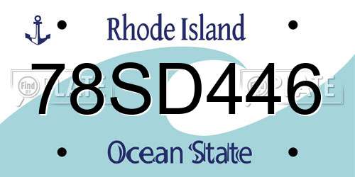 78SD446 Rhode Island License Plate