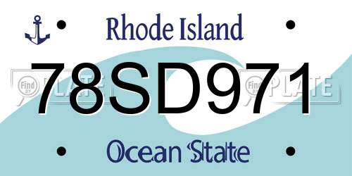 78SD971 Rhode Island License Plate