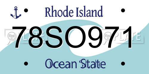 78SO971 Rhode Island License Plate
