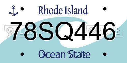 78SQ446 Rhode Island License Plate